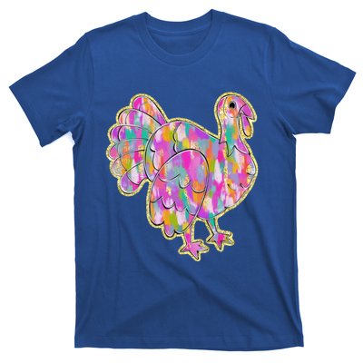 Happy Thanksgiving Day Colorful Turkey Funny Gift T-Shirt