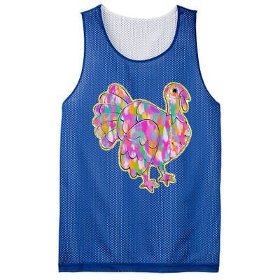 Happy Thanksgiving Day Colorful Turkey Funny Gift Mesh Reversible Basketball Jersey Tank