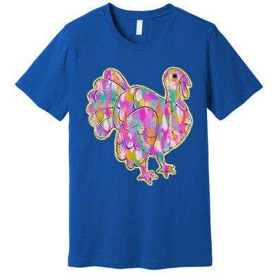 Happy Thanksgiving Day Colorful Turkey Funny Gift Premium T-Shirt