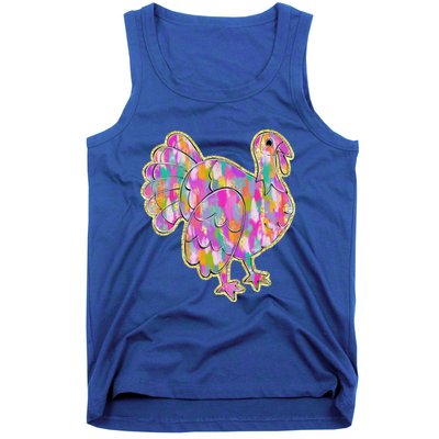 Happy Thanksgiving Day Colorful Turkey Funny Gift Tank Top