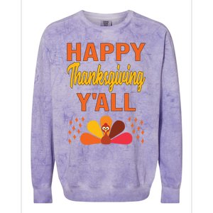 Happy Thanksgiving Day YaLl Cute Holiday Party Turkey Gift Colorblast Crewneck Sweatshirt