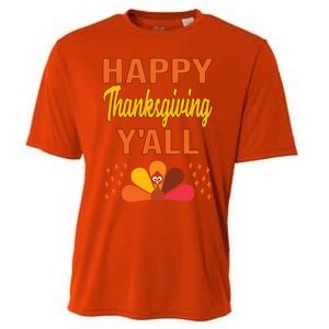 Happy Thanksgiving Day YaLl Cute Holiday Party Turkey Gift Cooling Performance Crew T-Shirt