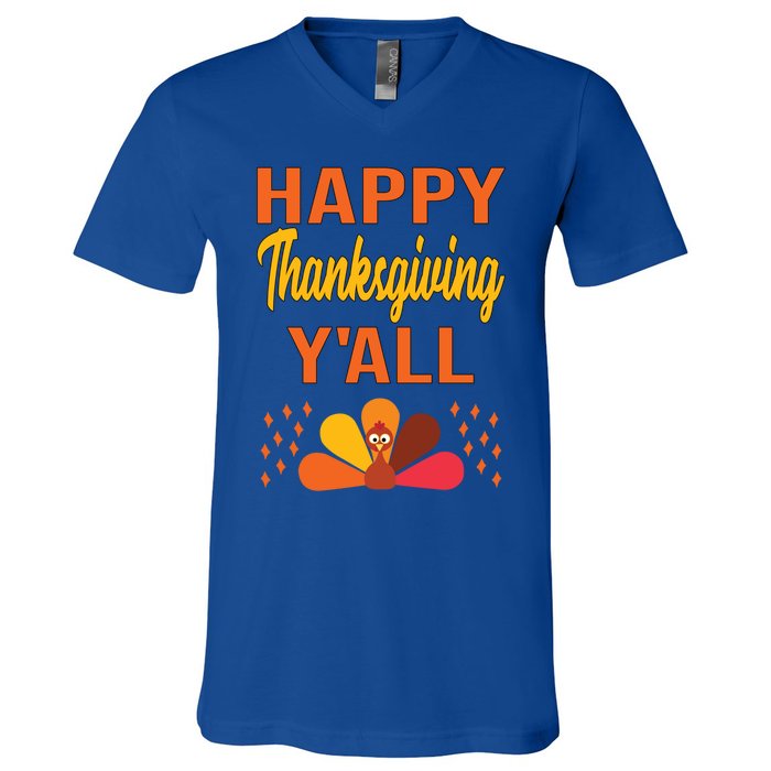 Happy Thanksgiving Day YaLl Cute Holiday Party Turkey Gift V-Neck T-Shirt