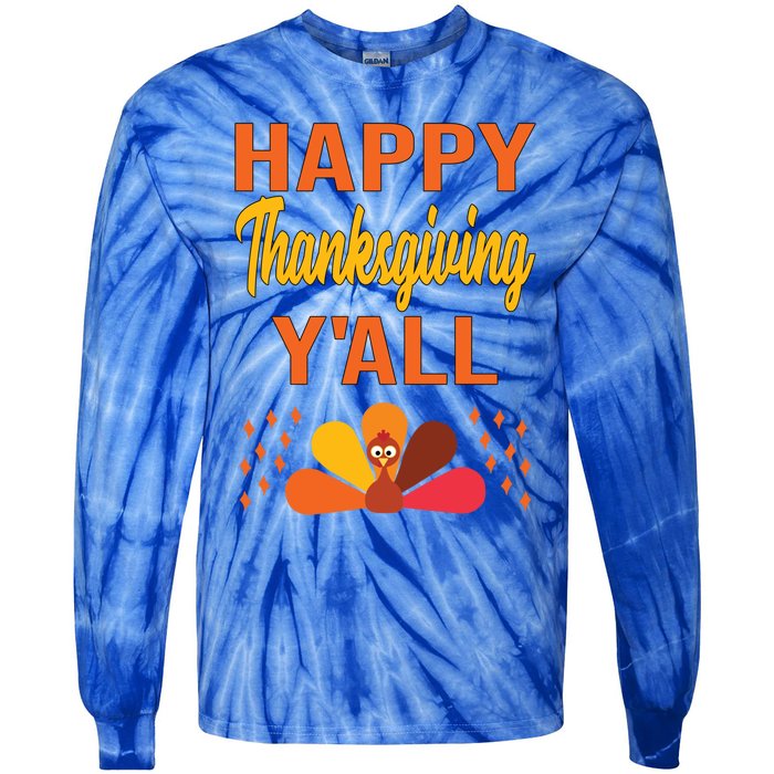 Happy Thanksgiving Day YaLl Cute Holiday Party Turkey Gift Tie-Dye Long Sleeve Shirt