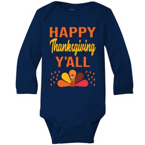 Happy Thanksgiving Day YaLl Cute Holiday Party Turkey Gift Baby Long Sleeve Bodysuit