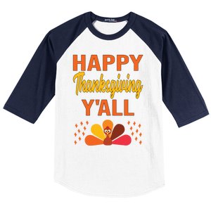 Happy Thanksgiving Day YaLl Cute Holiday Party Turkey Gift Baseball Sleeve Shirt