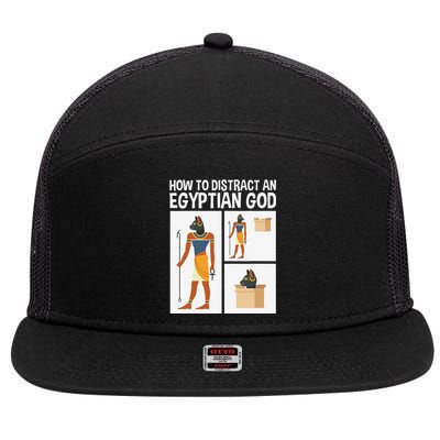 How To Distract An Egyptian God Funny Cat 7 Panel Mesh Trucker Snapback Hat