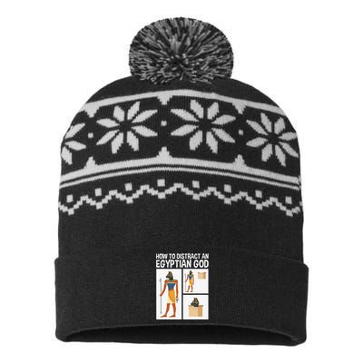 How To Distract An Egyptian God Funny Cat USA-Made Snowflake Beanie