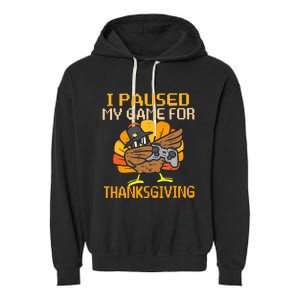 Happy Thanksgiving Dabbing Gamer Turkey Boy Girl Garment-Dyed Fleece Hoodie