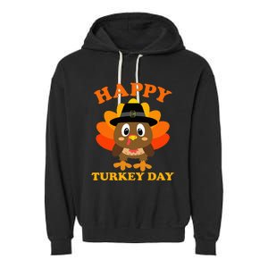 Happy Turkey Day Cute Little Pilgrim Garment-Dyed Fleece Hoodie