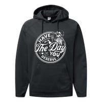 Have The Day You Deserve Peace Sign Skeleton Motivational Performance Fleece Hoodie