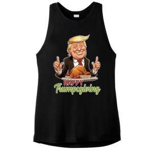 Happy Trumpsgiving Donald Trump Dinner With Turkey Cute Gift Ladies PosiCharge Tri-Blend Wicking Tank