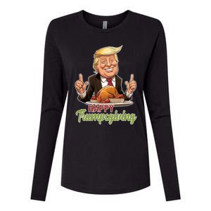 Happy Trumpsgiving Donald Trump Dinner With Turkey Cute Gift Womens Cotton Relaxed Long Sleeve T-Shirt