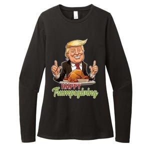 Happy Trumpsgiving Donald Trump Dinner With Turkey Cute Gift Womens CVC Long Sleeve Shirt