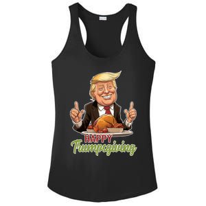 Happy Trumpsgiving Donald Trump Dinner With Turkey Cute Gift Ladies PosiCharge Competitor Racerback Tank