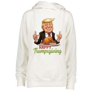 Happy Trumpsgiving Donald Trump Dinner With Turkey Cute Gift Womens Funnel Neck Pullover Hood