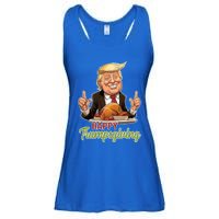 Happy Trumpsgiving Donald Trump Dinner With Turkey Cute Gift Ladies Essential Flowy Tank