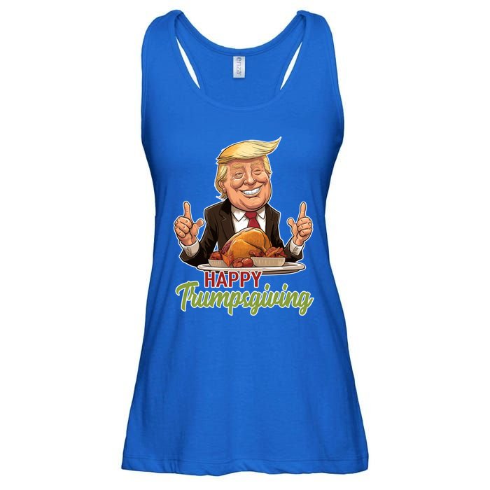 Happy Trumpsgiving Donald Trump Dinner With Turkey Cute Gift Ladies Essential Flowy Tank