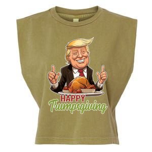 Happy Trumpsgiving Donald Trump Dinner With Turkey Cute Gift Garment-Dyed Women's Muscle Tee