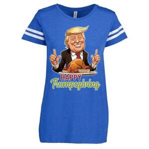 Happy Trumpsgiving Donald Trump Dinner With Turkey Cute Gift Enza Ladies Jersey Football T-Shirt