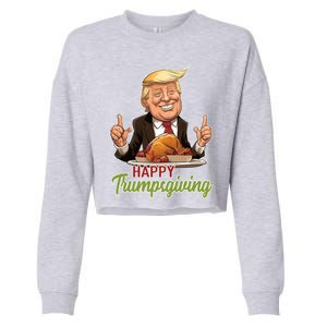 Happy Trumpsgiving Donald Trump Dinner With Turkey Cute Gift Cropped Pullover Crew