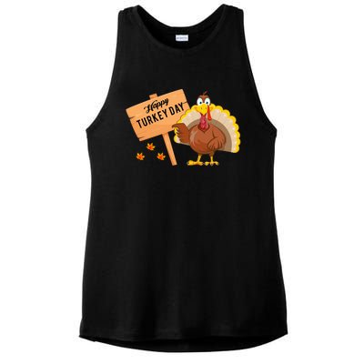 Happy Turkey Day Funny Thanksgiving Family Graphic Gift Ladies PosiCharge Tri-Blend Wicking Tank