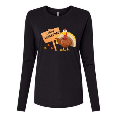 Happy Turkey Day Funny Thanksgiving Family Graphic Gift Womens Cotton Relaxed Long Sleeve T-Shirt