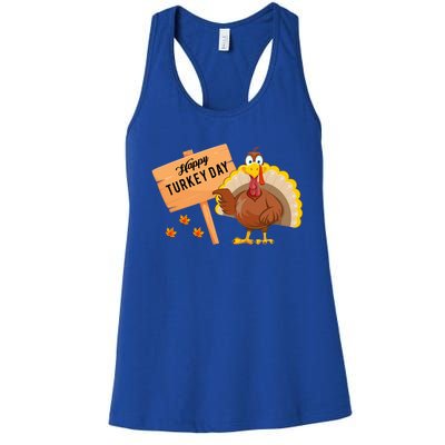 Happy Turkey Day Funny Thanksgiving Family Graphic Gift Women's Racerback Tank