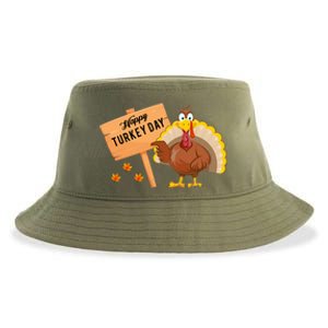 Happy Turkey Day Funny Thanksgiving Family Graphic Gift Sustainable Bucket Hat