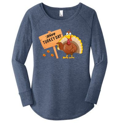 Happy Turkey Day Funny Thanksgiving Family Graphic Gift Women's Perfect Tri Tunic Long Sleeve Shirt