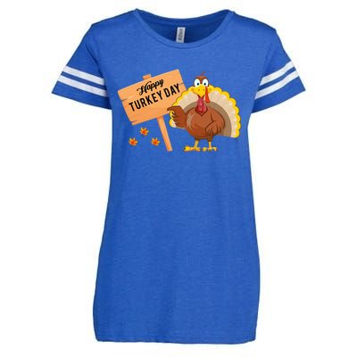 Happy Turkey Day Funny Thanksgiving Family Graphic Gift Enza Ladies Jersey Football T-Shirt