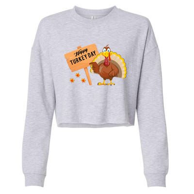 Happy Turkey Day Funny Thanksgiving Family Graphic Gift Cropped Pullover Crew