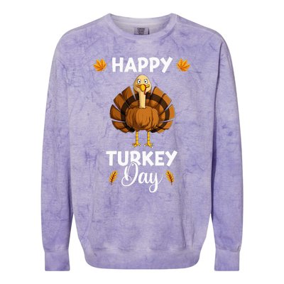 Happy Turkey Day Thanksgiving Colorblast Crewneck Sweatshirt