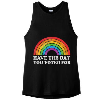 Have The Day You Voted For Rainbow Retro Vintage Ladies PosiCharge Tri-Blend Wicking Tank