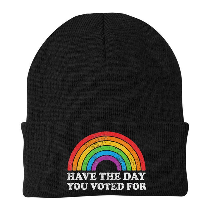 Have The Day You Voted For Rainbow Retro Vintage Beanie