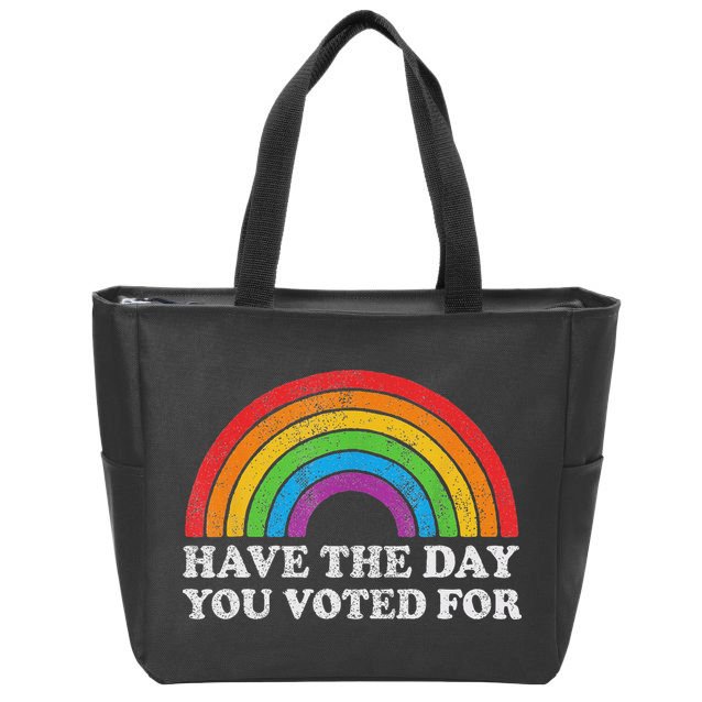 Have The Day You Voted For Rainbow Retro Vintage Zip Tote Bag
