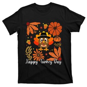 Happy Turkey Day Boho Floral Turkey Thankful Autumn Vibes T-Shirt