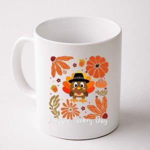 Happy Turkey Day Boho Floral Turkey Thankful Autumn Vibes Coffee Mug