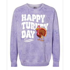 Happy Turkey Day Thanksgiving Holiday Colorblast Crewneck Sweatshirt