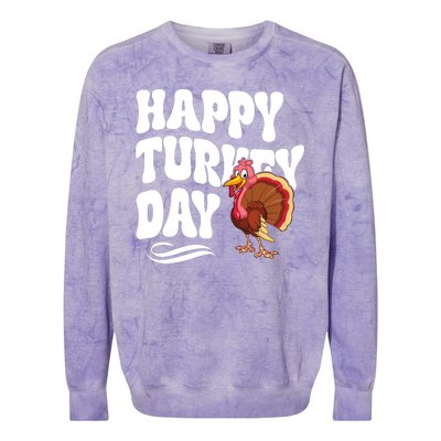 Happy Turkey Day Thanksgiving Holiday Colorblast Crewneck Sweatshirt