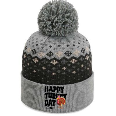 Happy Turkey Day Thanksgiving Holiday The Baniff Cuffed Pom Beanie