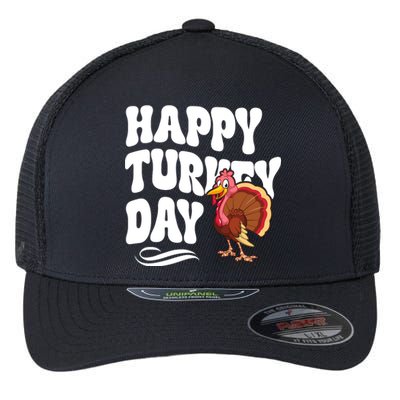 Happy Turkey Day Thanksgiving Holiday Flexfit Unipanel Trucker Cap