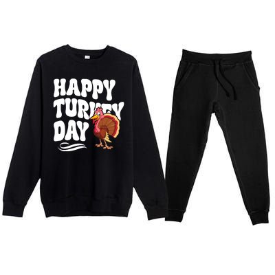 Happy Turkey Day Thanksgiving Holiday Premium Crewneck Sweatsuit Set