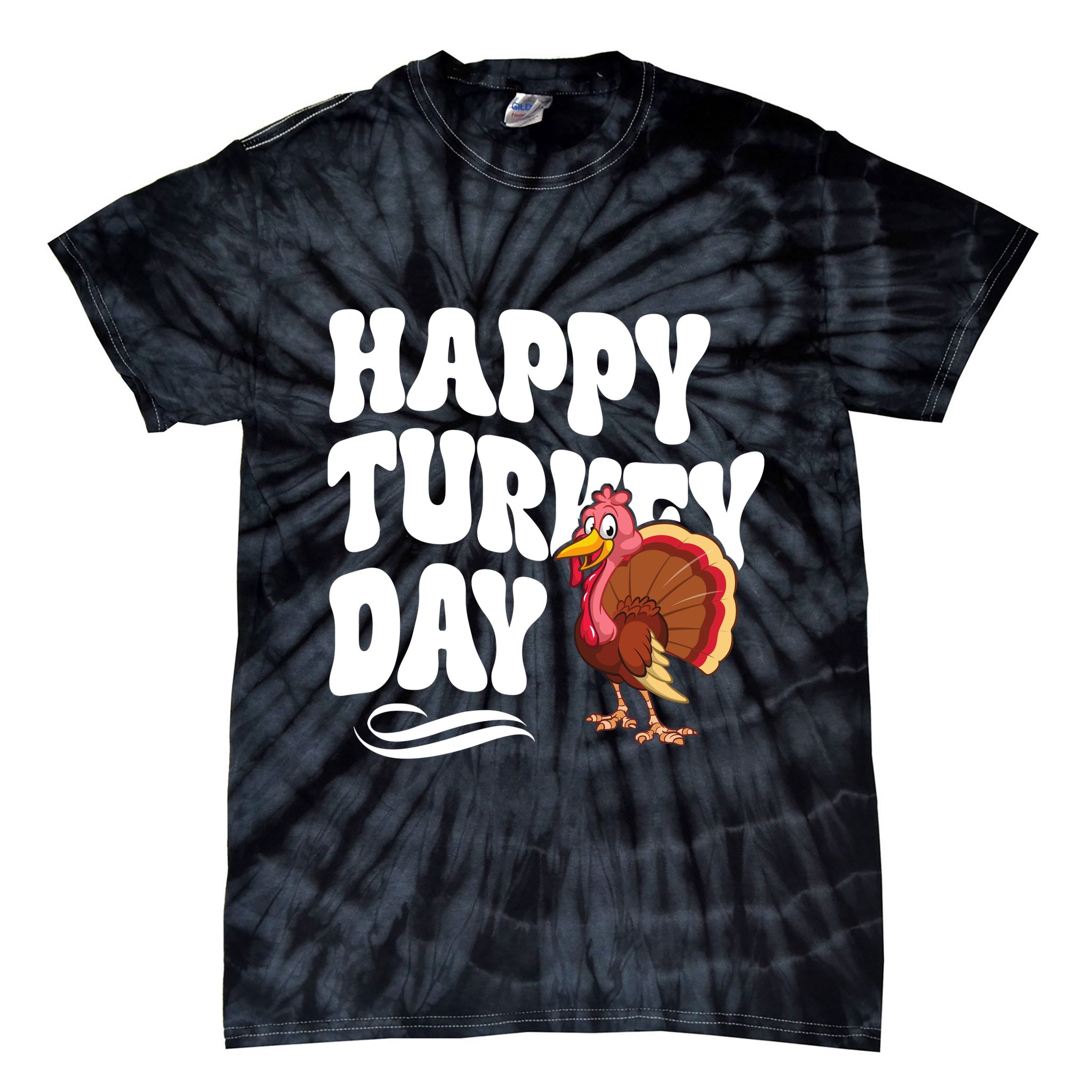 Happy Turkey Day Thanksgiving Holiday Tie-Dye T-Shirt