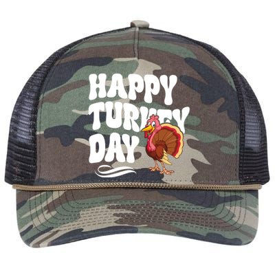 Happy Turkey Day Thanksgiving Holiday Retro Rope Trucker Hat Cap