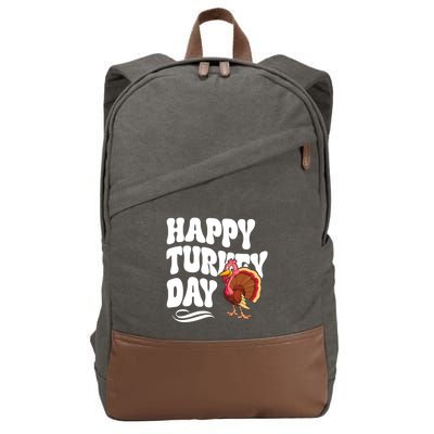 Happy Turkey Day Thanksgiving Holiday Cotton Canvas Backpack