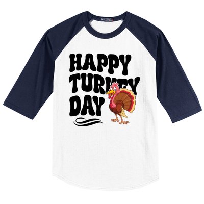 Happy Turkey Day Thanksgiving Holiday Baseball Sleeve Shirt