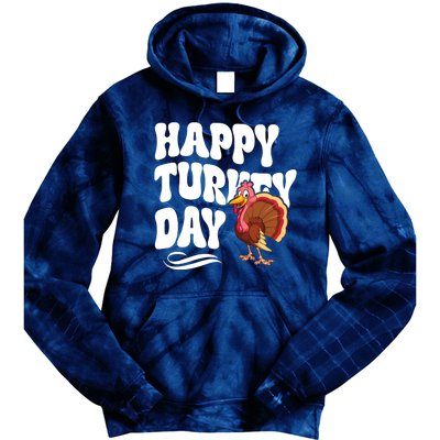 Happy Turkey Day Thanksgiving Holiday Tie Dye Hoodie