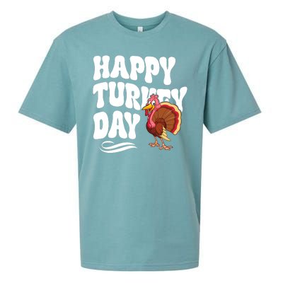 Happy Turkey Day Thanksgiving Holiday Sueded Cloud Jersey T-Shirt