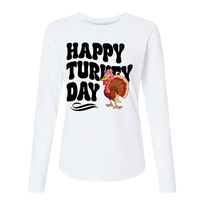 Happy Turkey Day Thanksgiving Holiday Womens Cotton Relaxed Long Sleeve T-Shirt